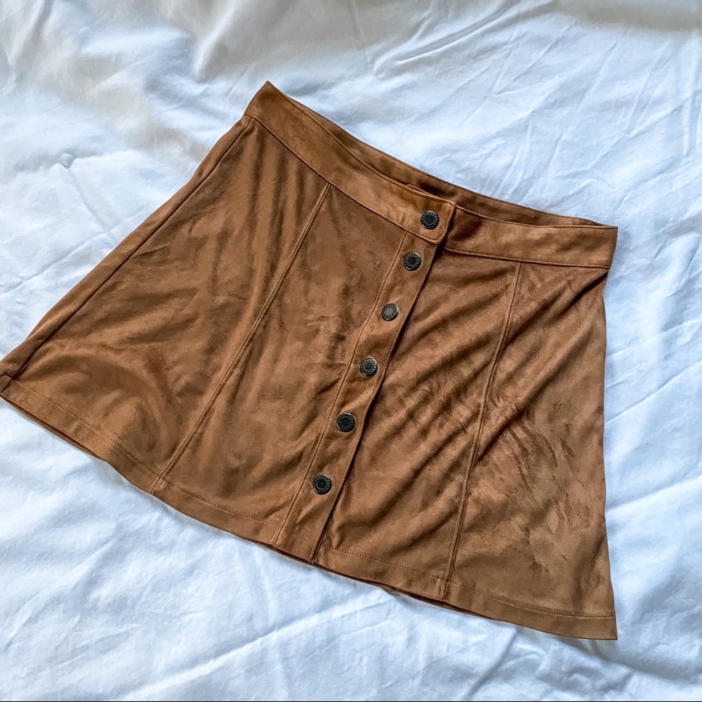 American Eagle Faux Suede Button Up Skirt